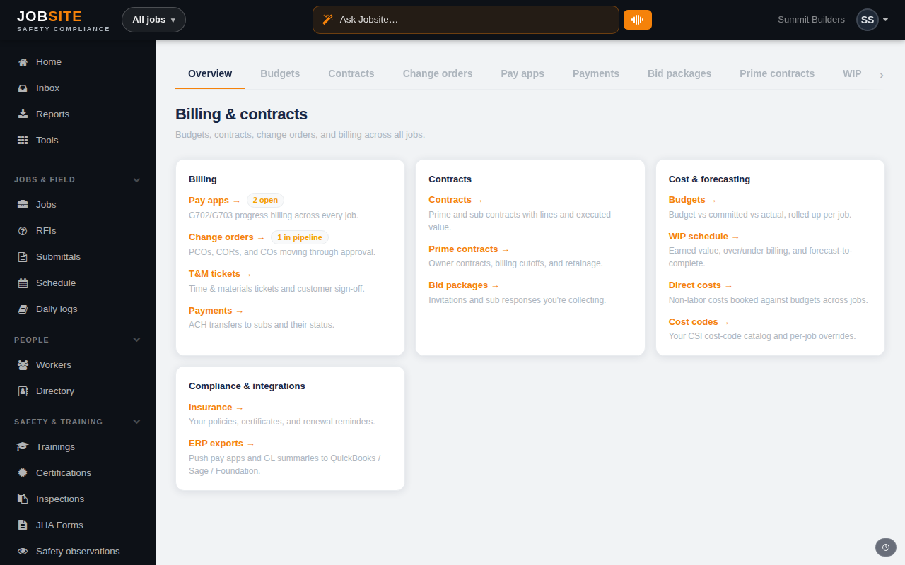 Billing and contracts portfolio view