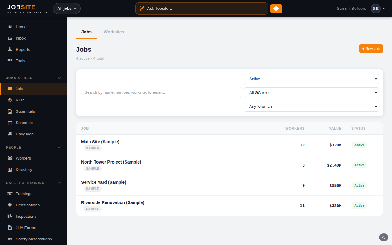 Jobs list