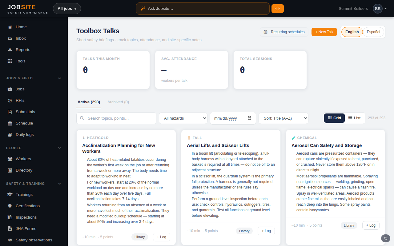 Toolbox talks library